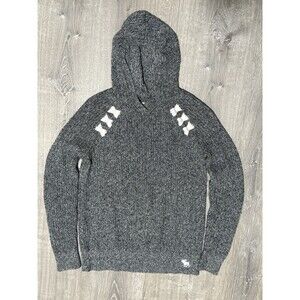 Abercrombie Kids Girls Sweater Hoodie Size 13/14 Gray Knit with White Bows